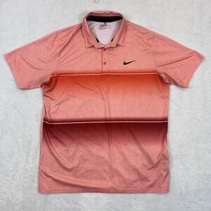 Nike Golf Shirt Men's XL Dri Fit‎ Polo Orange Peach Swoosh Golfing Standard Fit